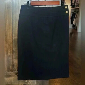 Ralph Lauren Women's Black Skirt With Gold Tone Buttons Size 2